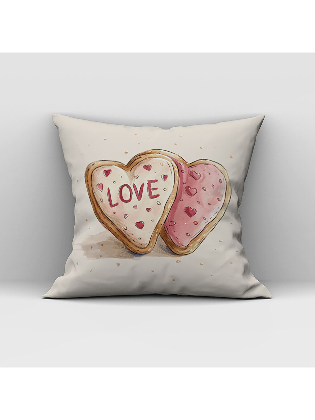 Karışık Sevgililer Günü Özel Love Yazılı Çift Taraflı Baskılı Kadife Kırlent Kılıfı   43x43 cm-1