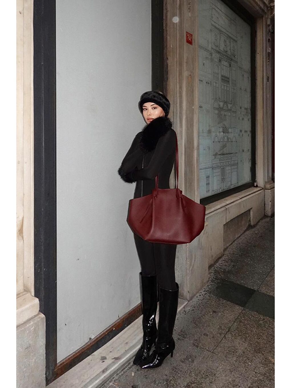 Moss Omuz Çantası Bordo-6