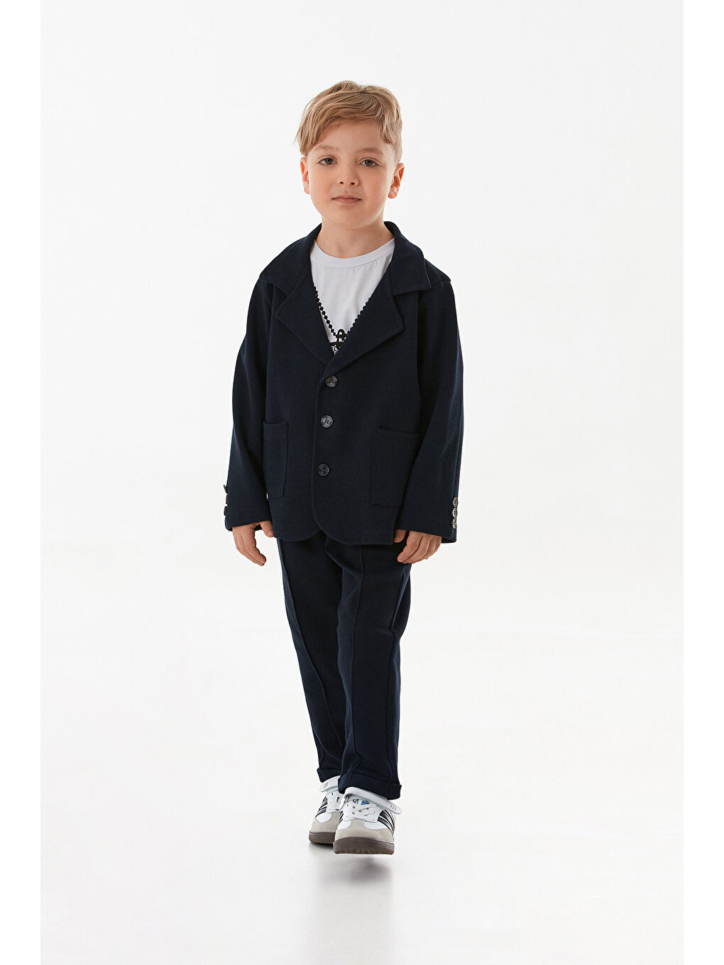 Lacivert Kolye Baskılı 3 Lü Erkek Çocuk Takım-1