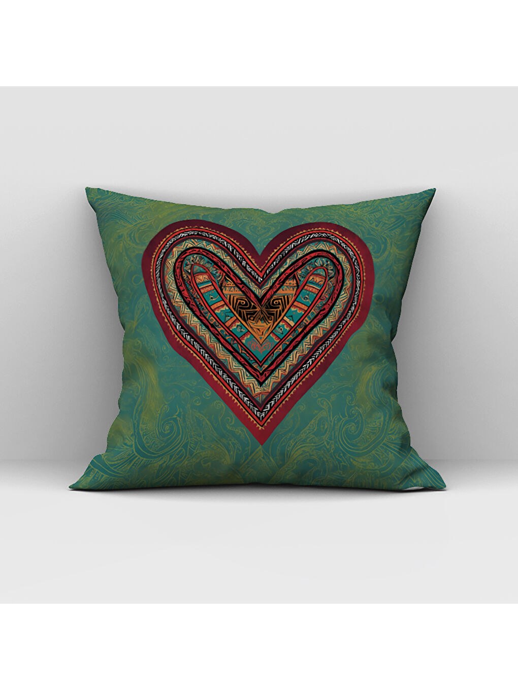 Karışık Sevgililer Günü Özel Kalp Desenli Çift Taraflı Baskılı Kadife Kırlent Kılıfı   43x43 cm-1