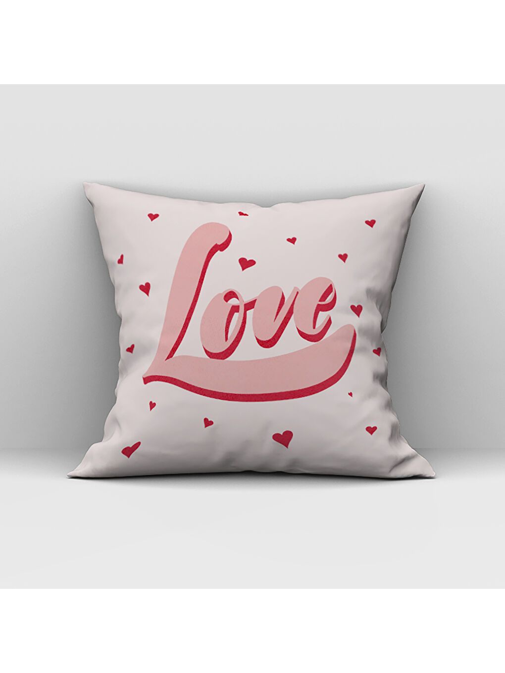 Karışık Sevgililer Günü Özel Love Yazılı Çift Taraflı Baskılı Kadife Kırlent Kılıfı   43x43 cm-1