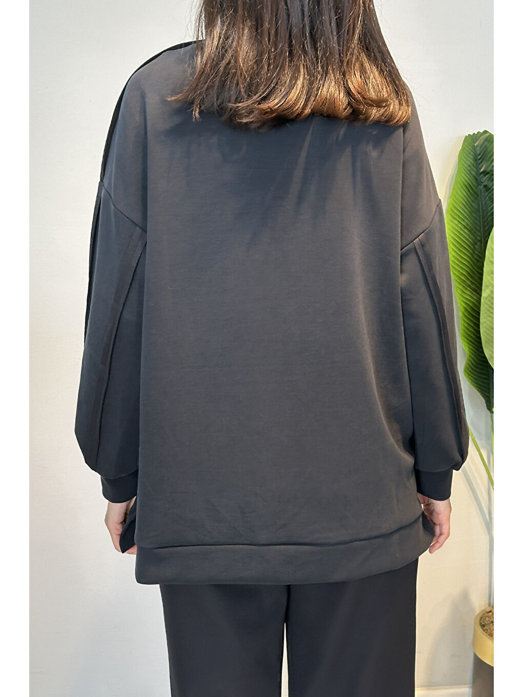 Modal Basic Sweat Kesme Detay Tunik 24334 Siyah-2