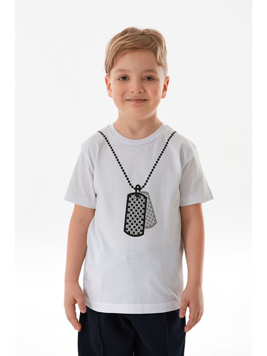 Lacivert Kolye Baskılı 3 Lü Erkek Çocuk Takım-4