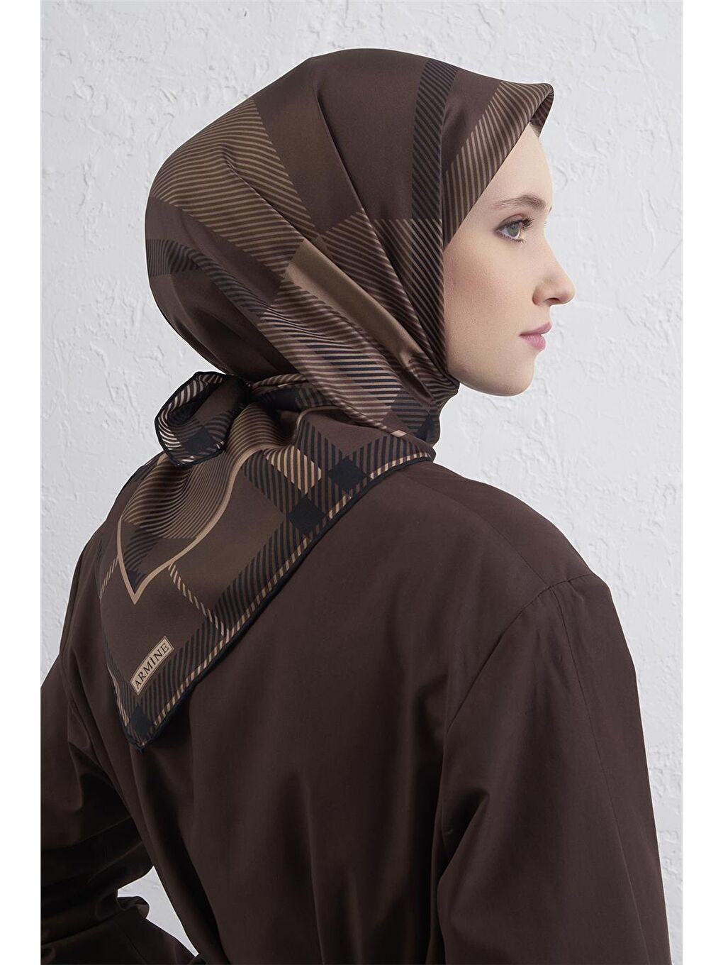 Kahverengi Saf İpek Sura Eşarp 9418D 33-2