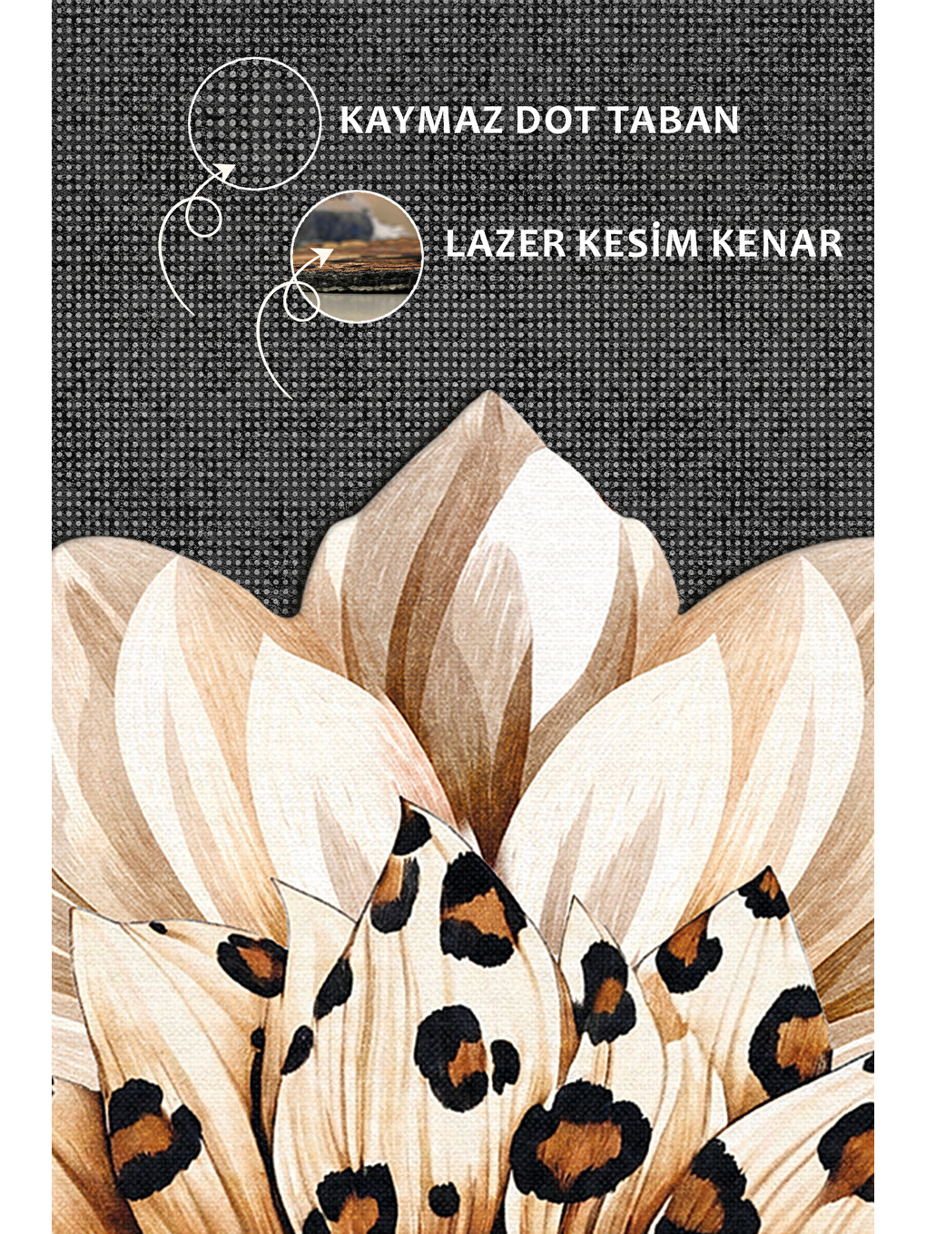 Ekru Modern Dekoratif Halı – Makinada Yıkanabilir, Kaymaz Taban, İnce Lazer Kesim Halı-3