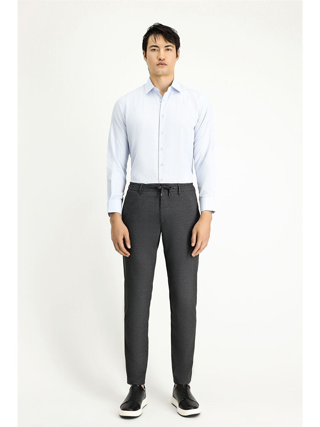 Antrasit Regular Fit Beli Lastikli İpli Elastanlı Pantolon-2
