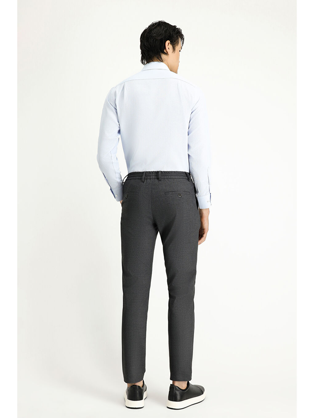 Antrasit Regular Fit Beli Lastikli İpli Elastanlı Pantolon-3