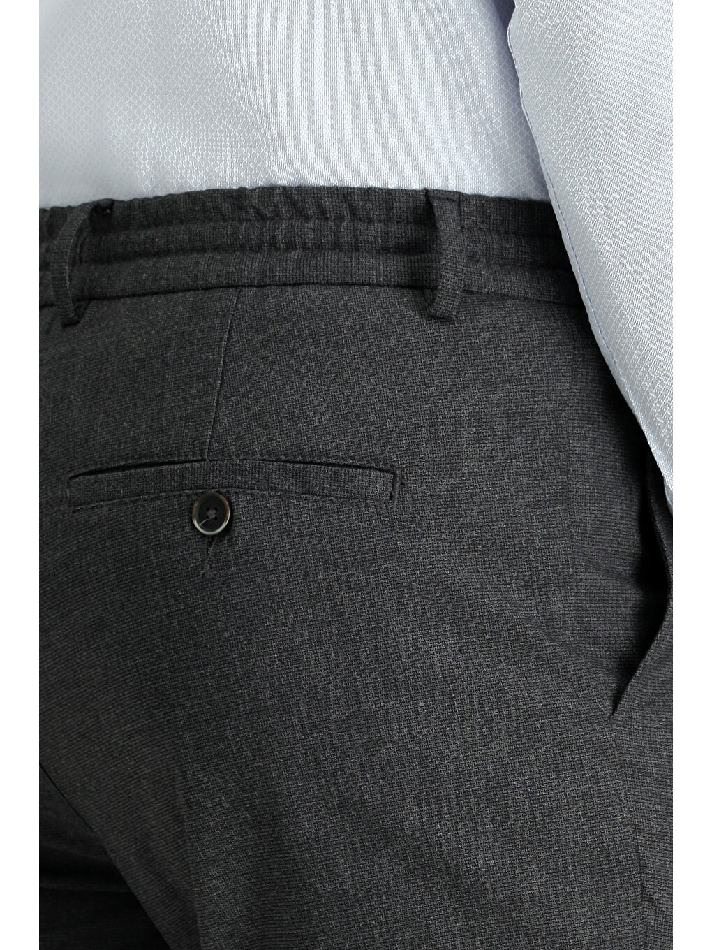 Antrasit Regular Fit Beli Lastikli İpli Elastanlı Pantolon-4