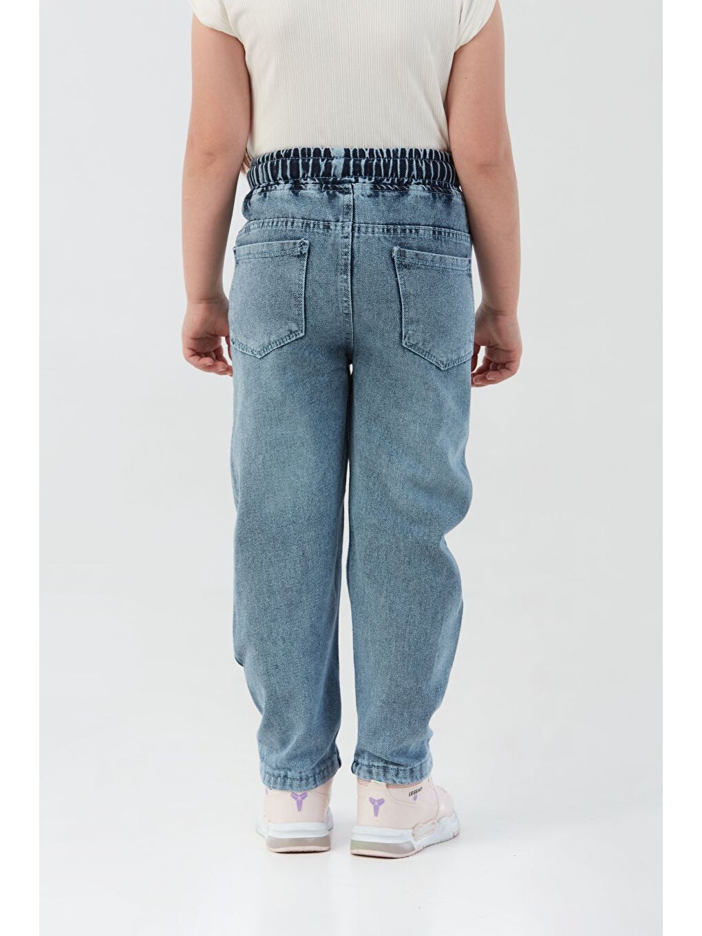 Mavi %100 Pamuk Kız Çocuk Jean Pantolon-3