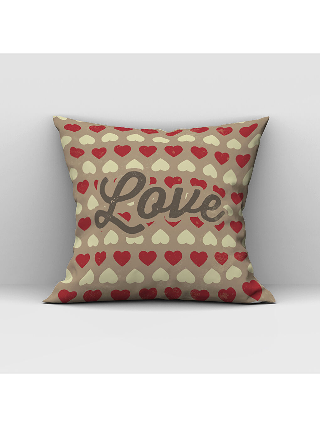 Karışık Sevgililer Günü Özel Love Yazılı Çift Taraflı Baskılı Kadife Kırlent Kılıfı   43x43 cm-1