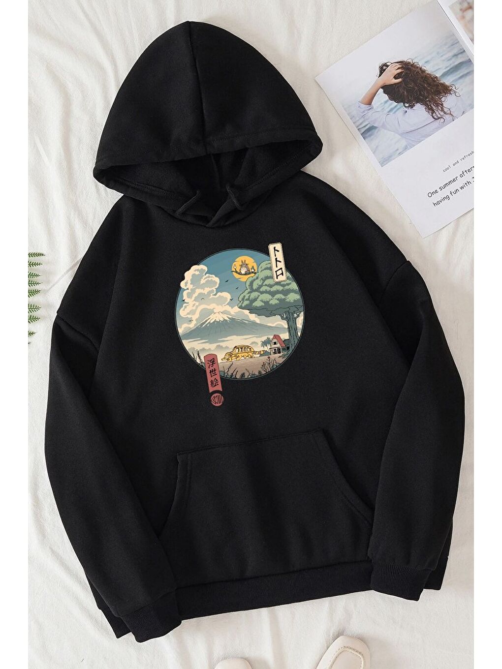 uyguntarz Siyah Unisex Neighbor's Ukiyo e Baskılı Sweatshirt - 1