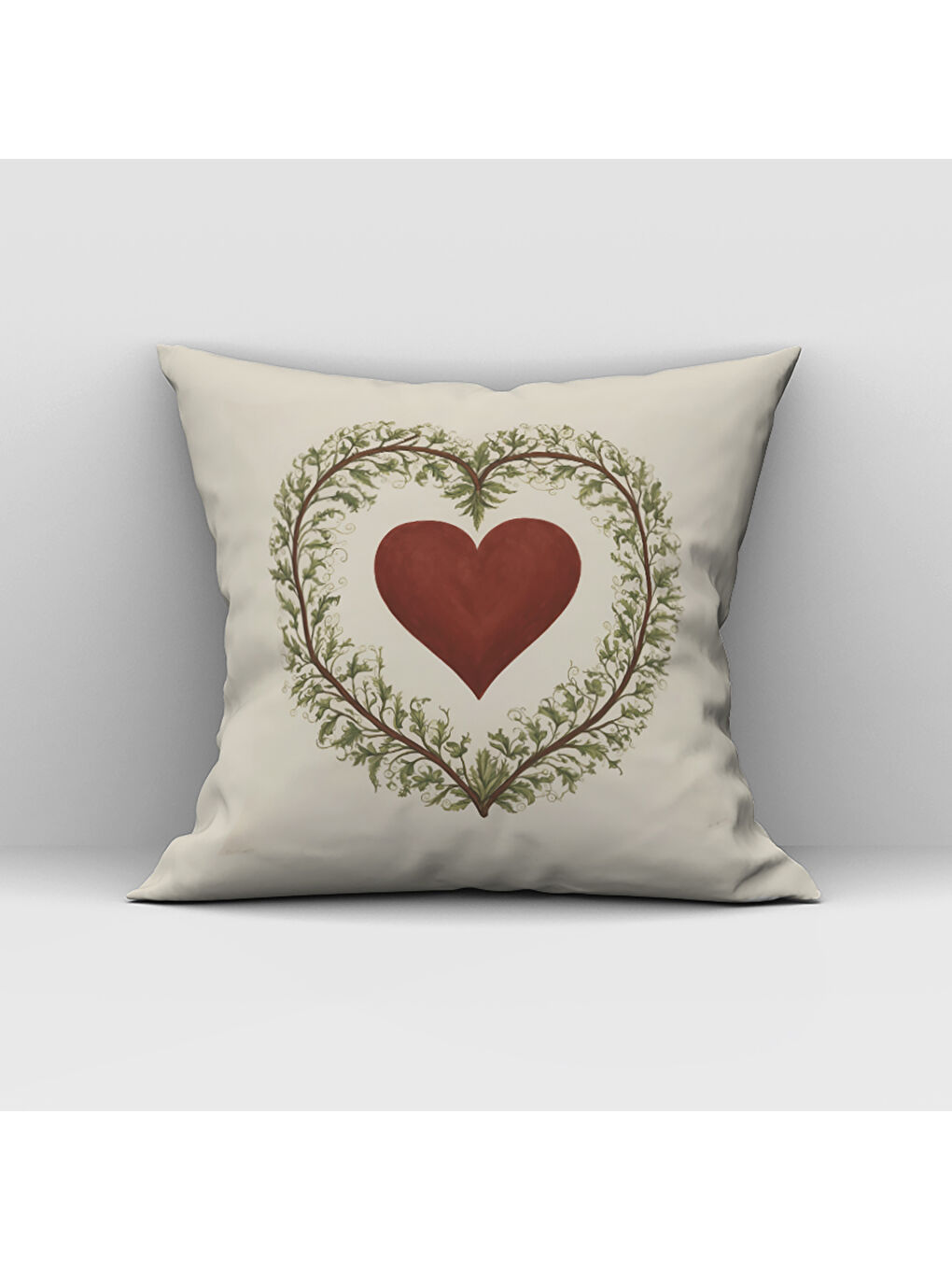 Karışık Sevgililer Günü Özel Kalp Desenli Çift Taraflı Baskılı Kadife Kırlent Kılıfı   43x43 cm-1