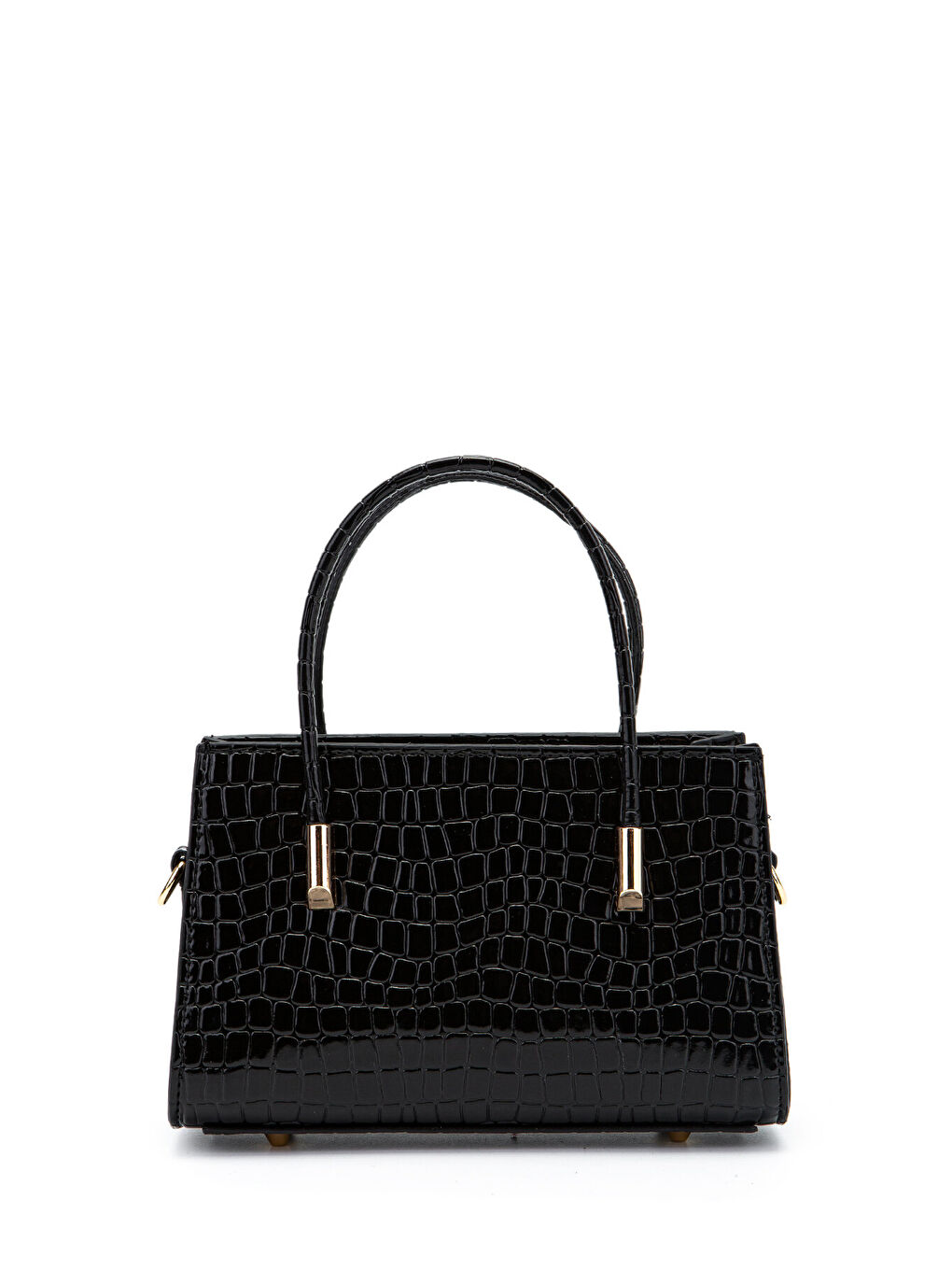 Gold Detay Sabit Askılı Kadın Çapraz Çanta Siena Siyah Croco