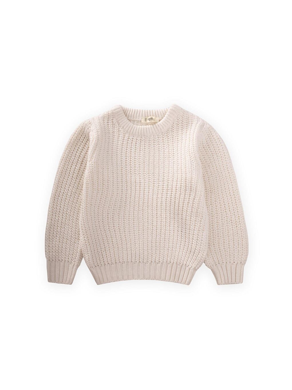 Bisiklet Yaka Selanik Triko Kazak 2-8 Yaş Ekru