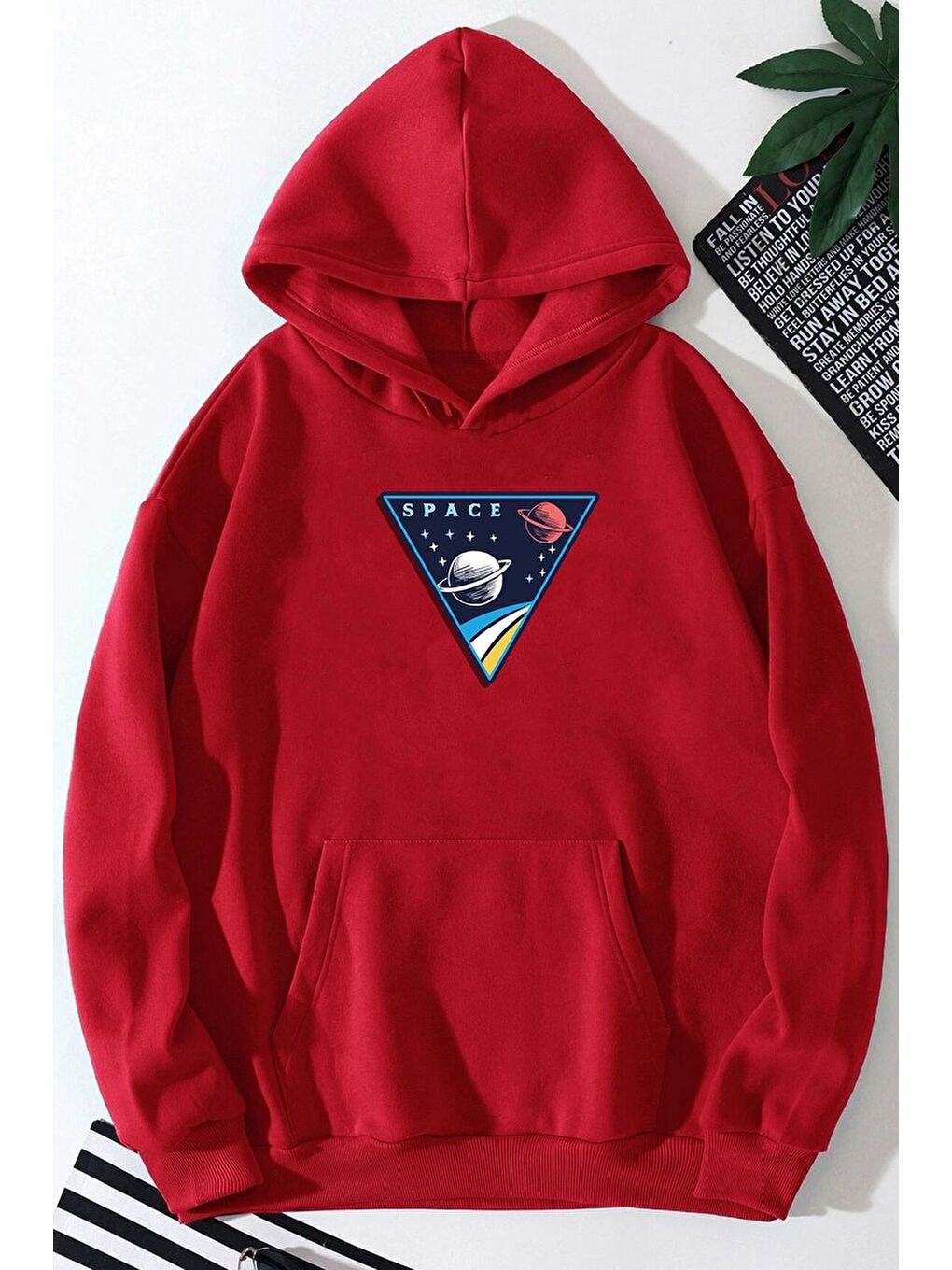 uyguntarz Kırmızı Unisex Space Baskılı Sweatshirt