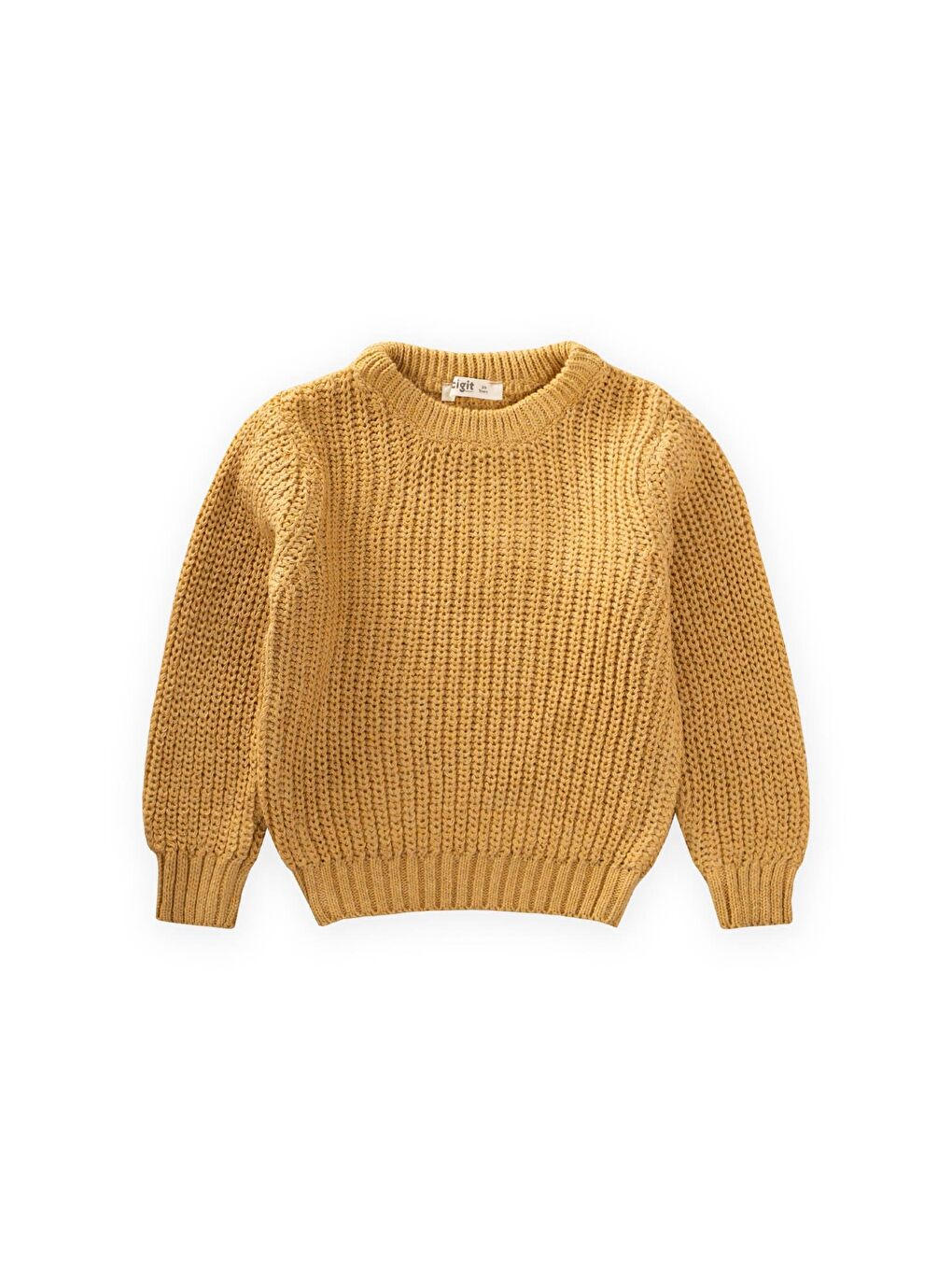 Bisiklet Yaka Selanik Triko Kazak 2-8 Yaş Hardal Sarı