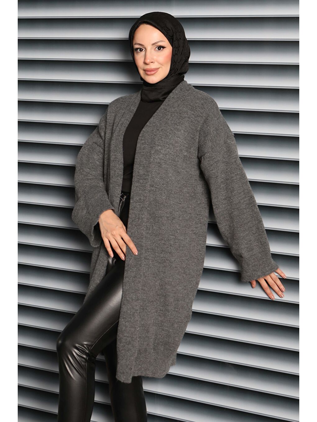 Yıkamalı Triko Hırka Antrasit - 27836-ANTRASIT