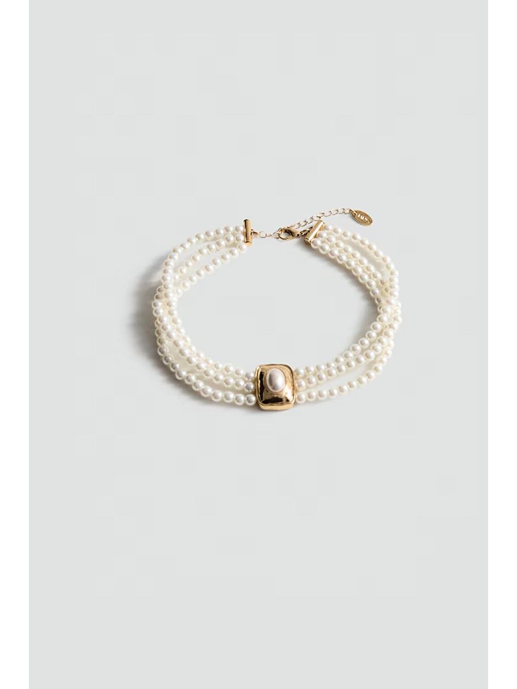 Sarı 3 Sıralı İnci Vip Choker Kolye-1