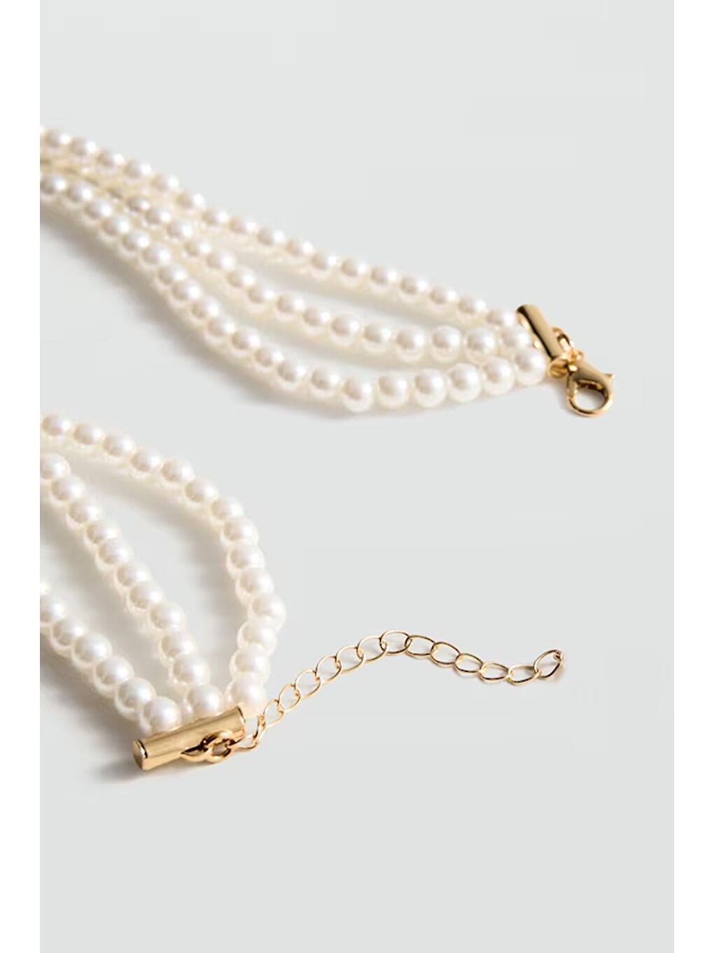 Sarı 3 Sıralı İnci Vip Choker Kolye-5