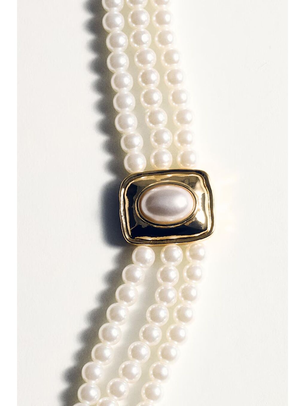 Sarı 3 Sıralı İnci Vip Choker Kolye-6