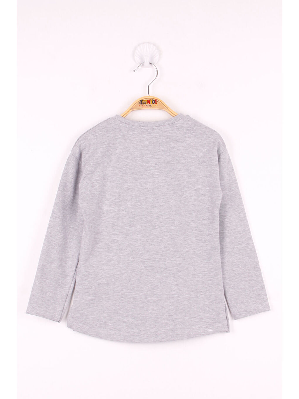 Gri Kız Çocuk Kedi Baskılı T-Shirt-1