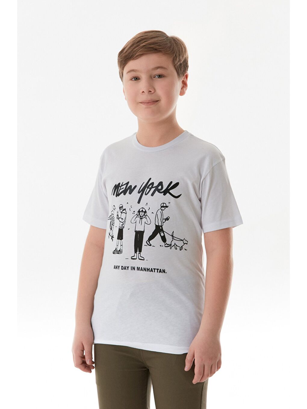 Bej %100 Pamuk Baskılı Düğmeli Cepli 2 Li Erkek Çocuk Takım-4