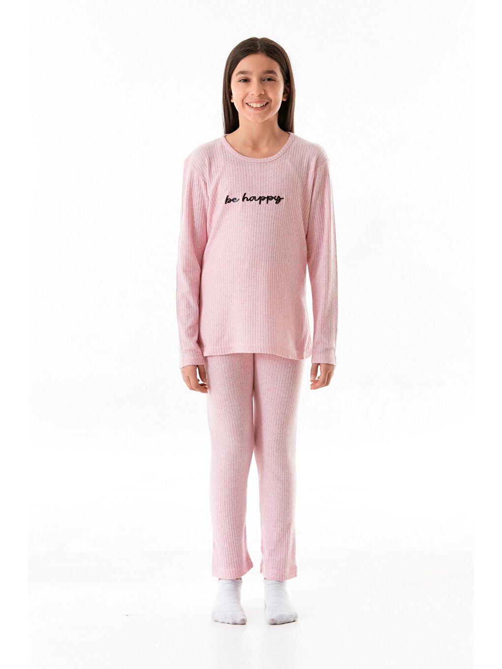 Pembe Love Baskılı Kız Çocuk Pijama Takımı