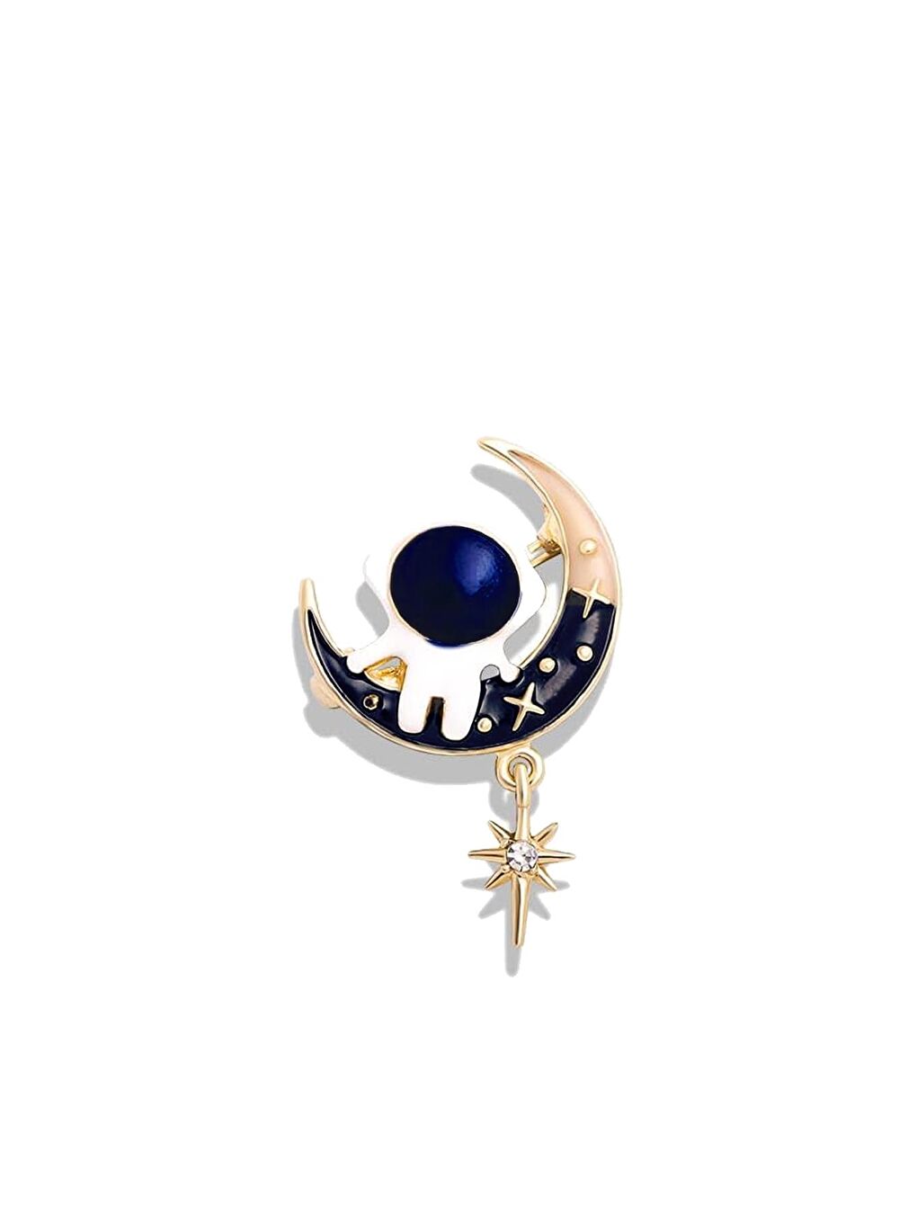 Beyaz Ayda Keyif Yapan Astronot Broş Yaka İğnesi