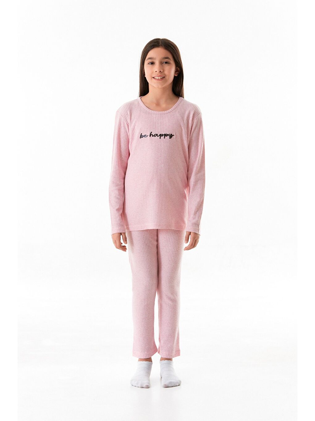 Pembe Love Baskılı Kız Çocuk Pijama Takımı-3