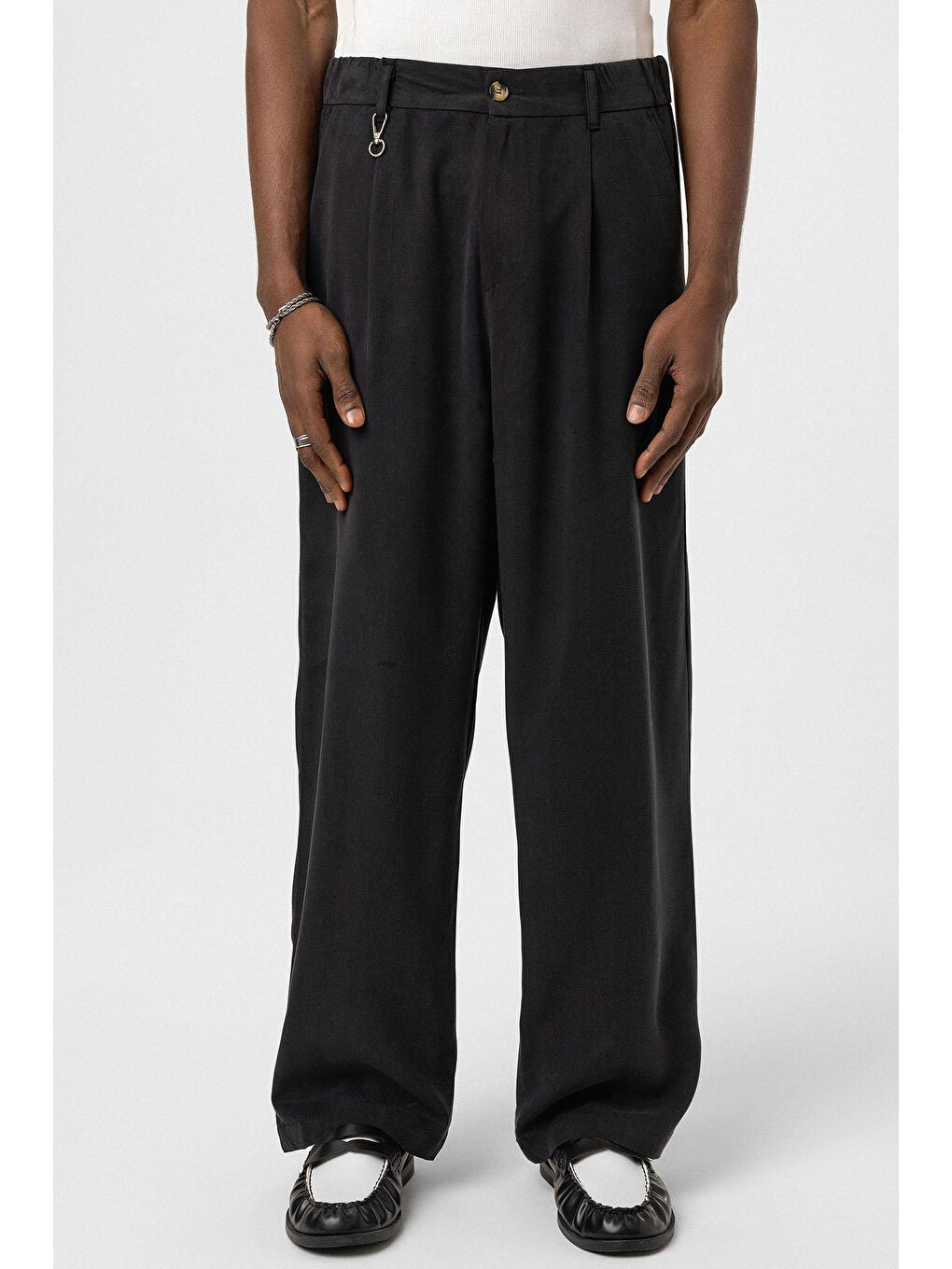 Relaxed Fit Kumaş  Erkek Pantolon Siyah-1