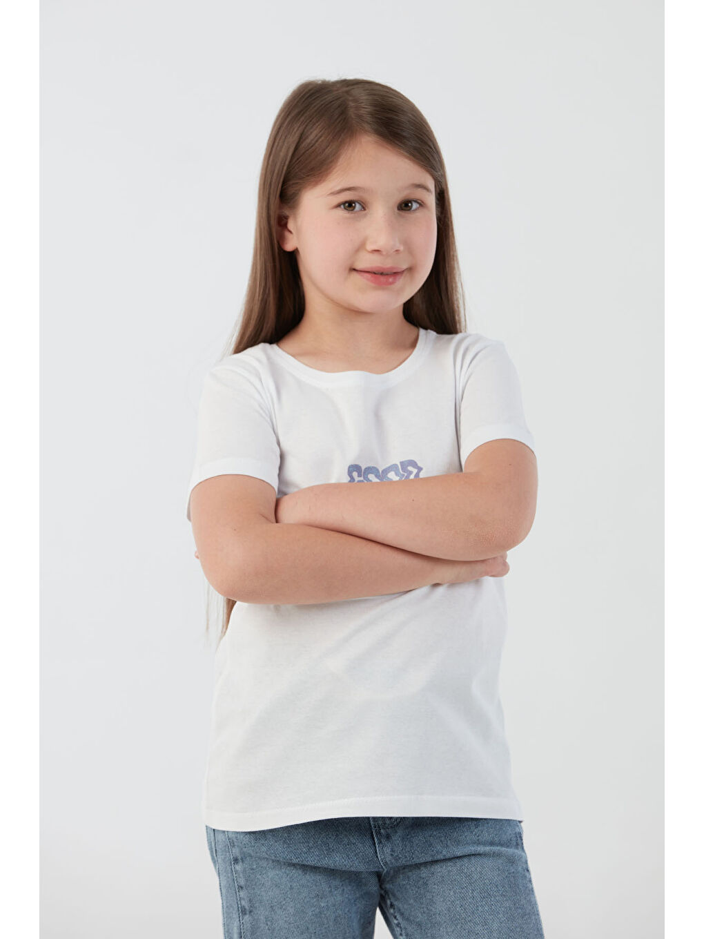 Beyaz Good Vibes Only Yazı Baskılı Kız Çocuk Tişört-4