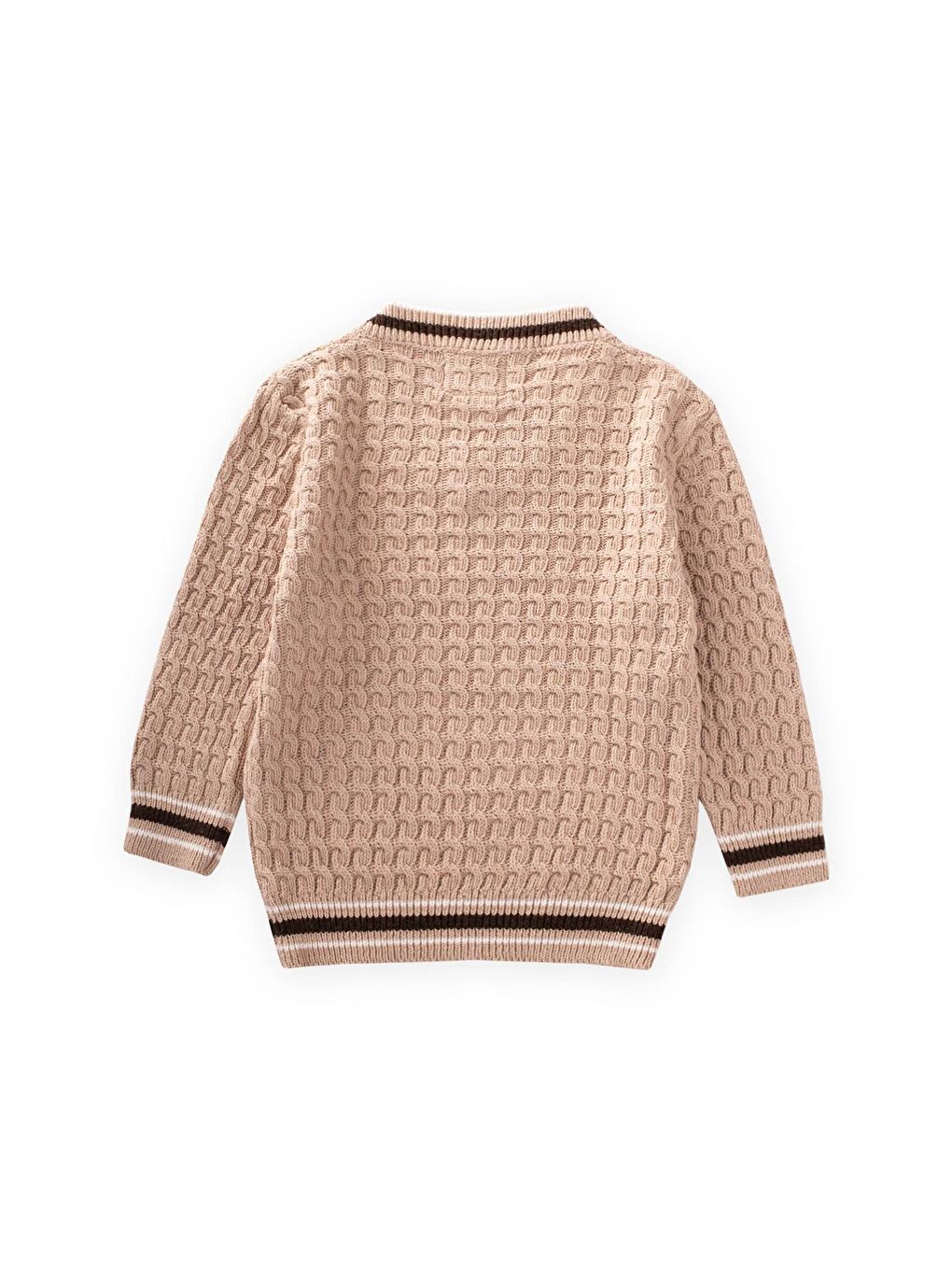 Saç Örgü V Yaka Kazak 2-9 Yaş Bej-1