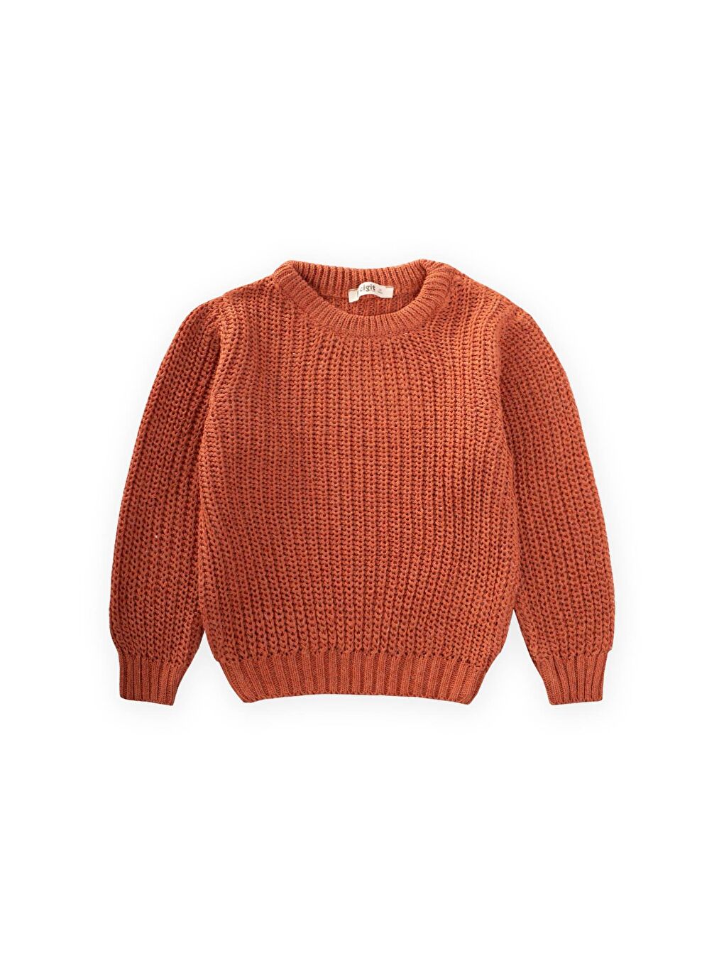 Kahverengi Bisiklet Yaka Selanik Triko Kazak 2-8 Yaş Kiremit