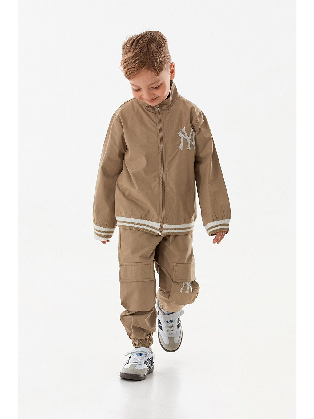 Bej Ny Nakışlı Paraşüt Kumaş Erkek Çocuk 3 Lü Takım-3