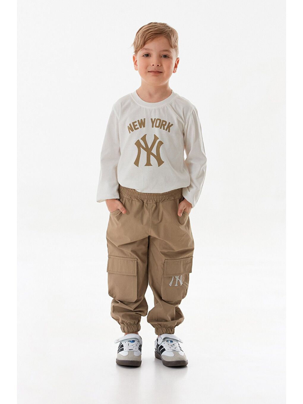 Bej Ny Nakışlı Paraşüt Kumaş Erkek Çocuk 3 Lü Takım-4