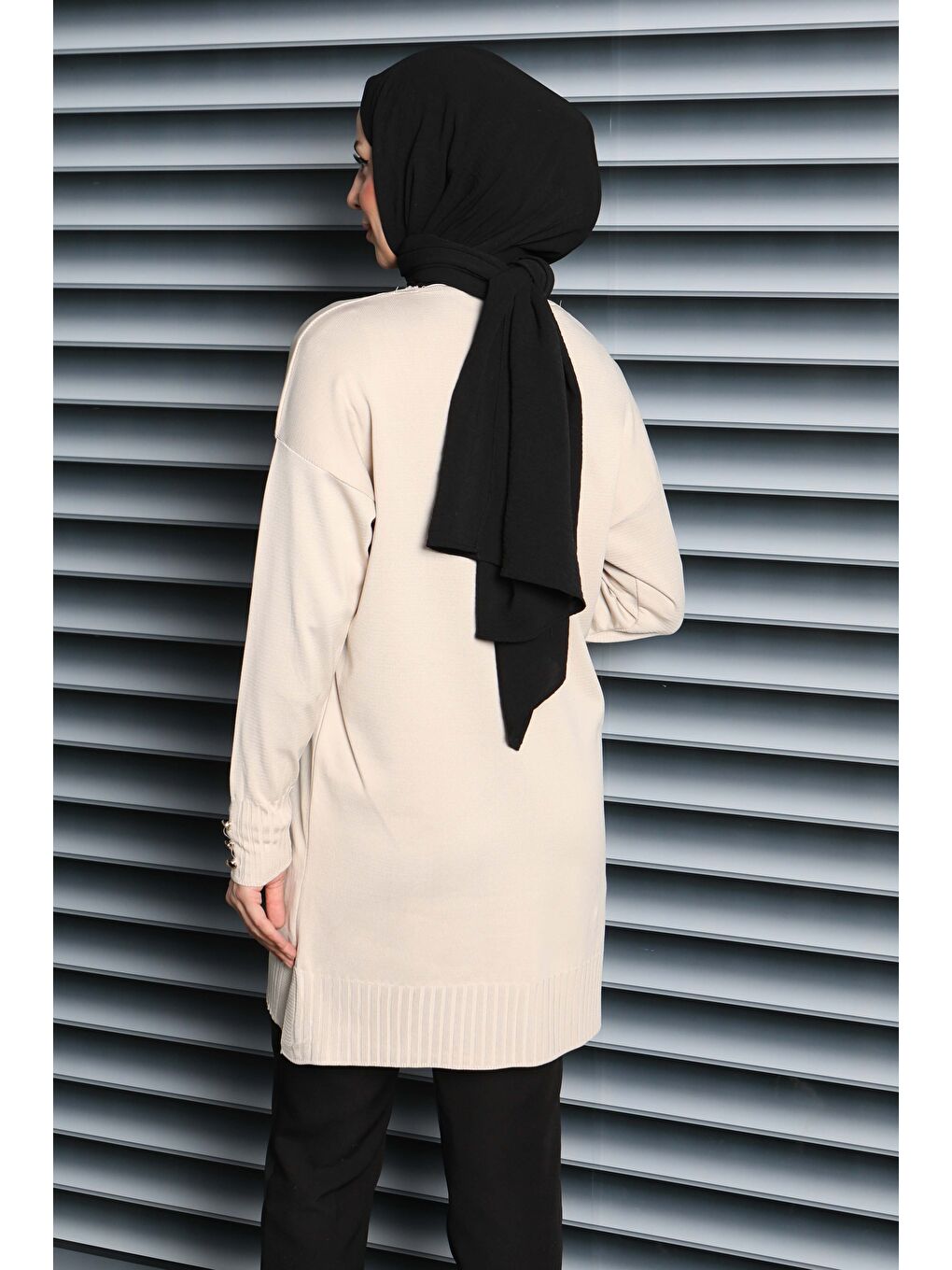 Ekru Düğmeli Triko Hırka Krem - 27798-KREM-3