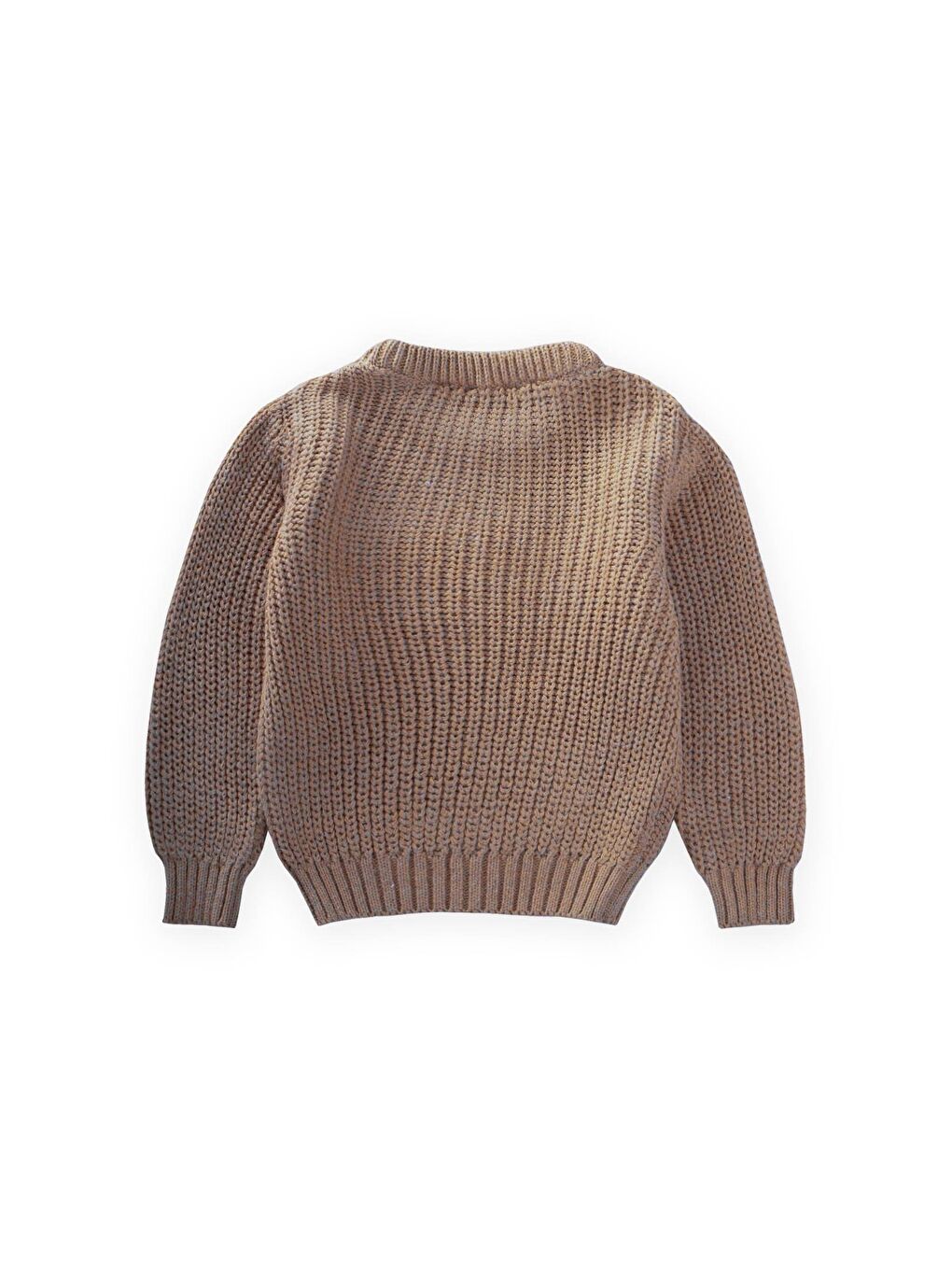 Bej Bisiklet Yaka Selanik Triko Kazak 2-8 Yaş Vizon-1