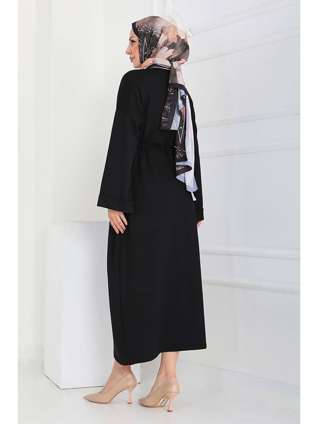 Double Kol Salaş Modal Elbise Siyah - 27887-SIYAH-4