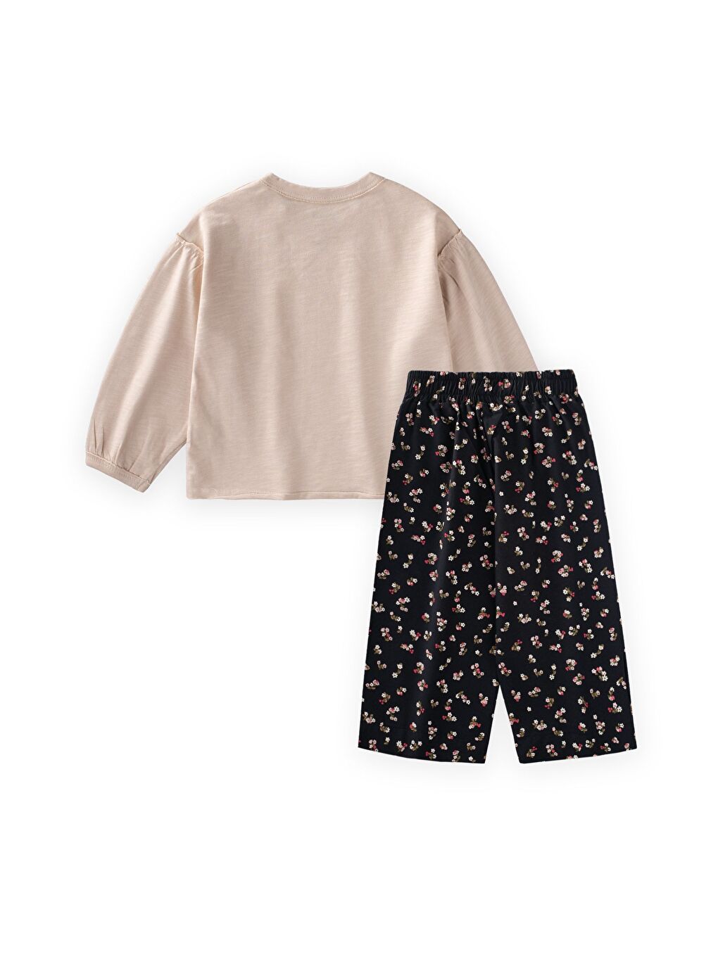 Uzun Kollu T-Shirt Takım 2-7 Yaş Ekru-1