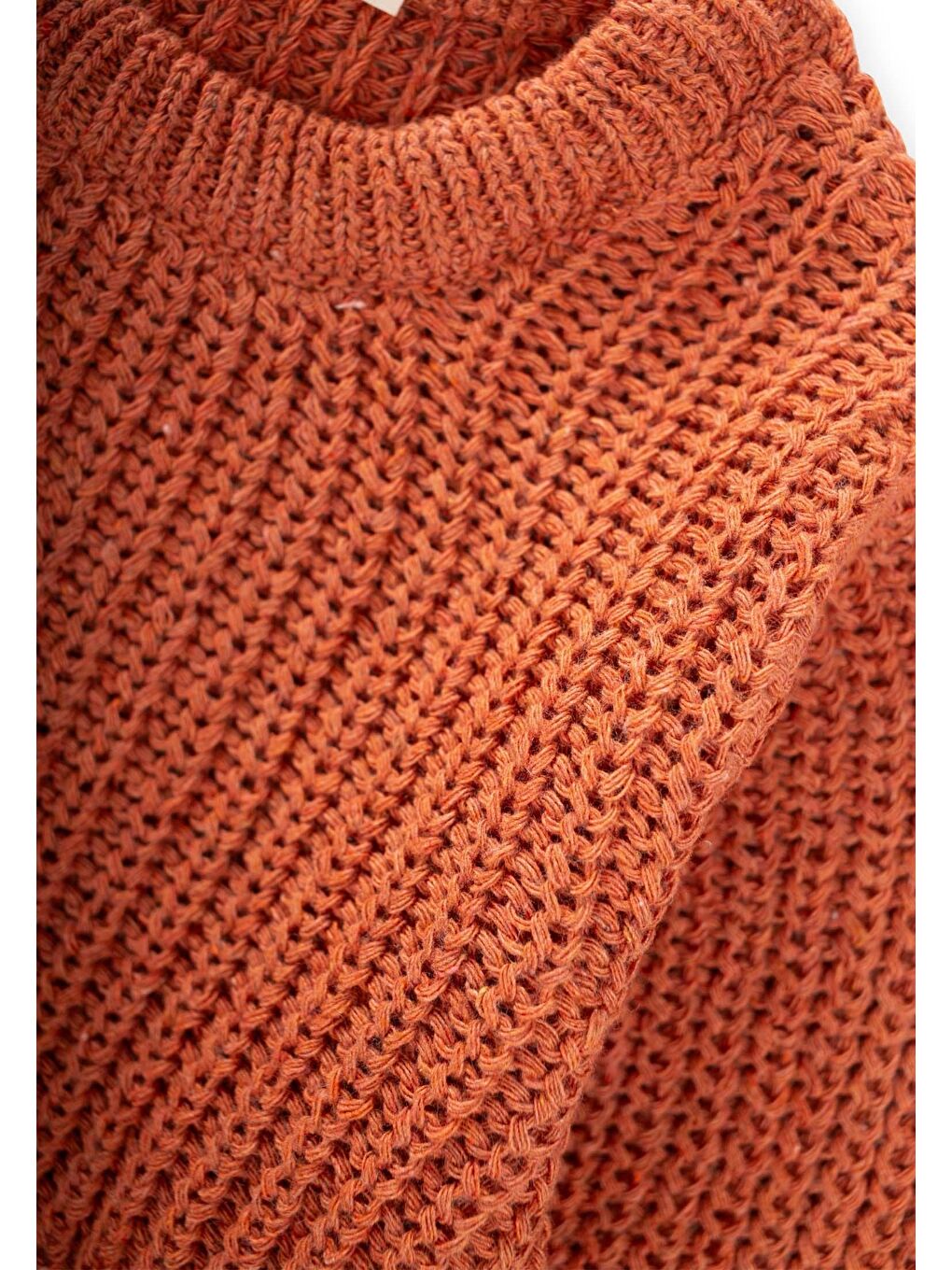 Kahverengi Bisiklet Yaka Selanik Triko Kazak 2-8 Yaş Kiremit-2