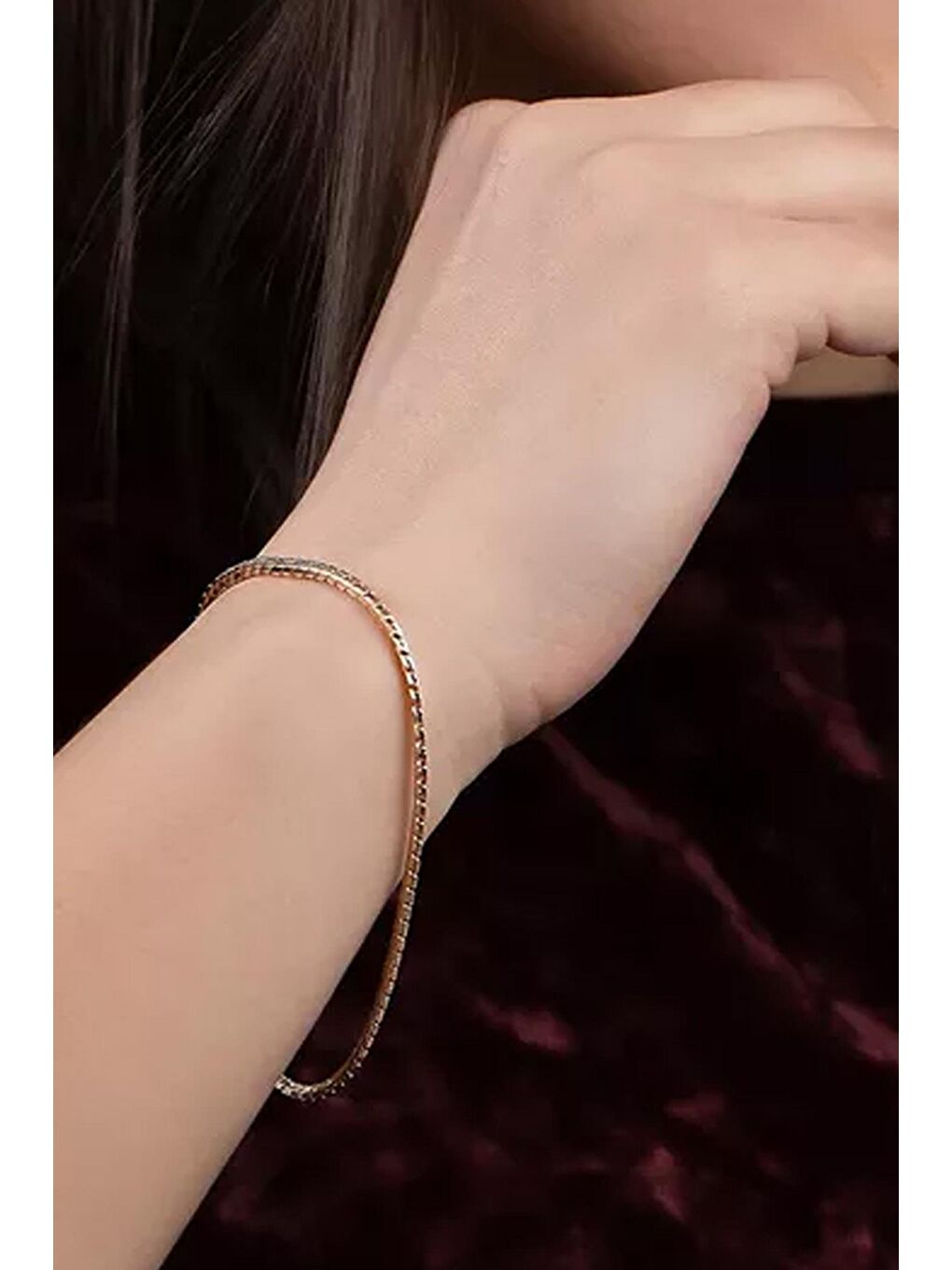 Sarı Paslanmaz çelik Gold Yılan Zincir Bileklik-1