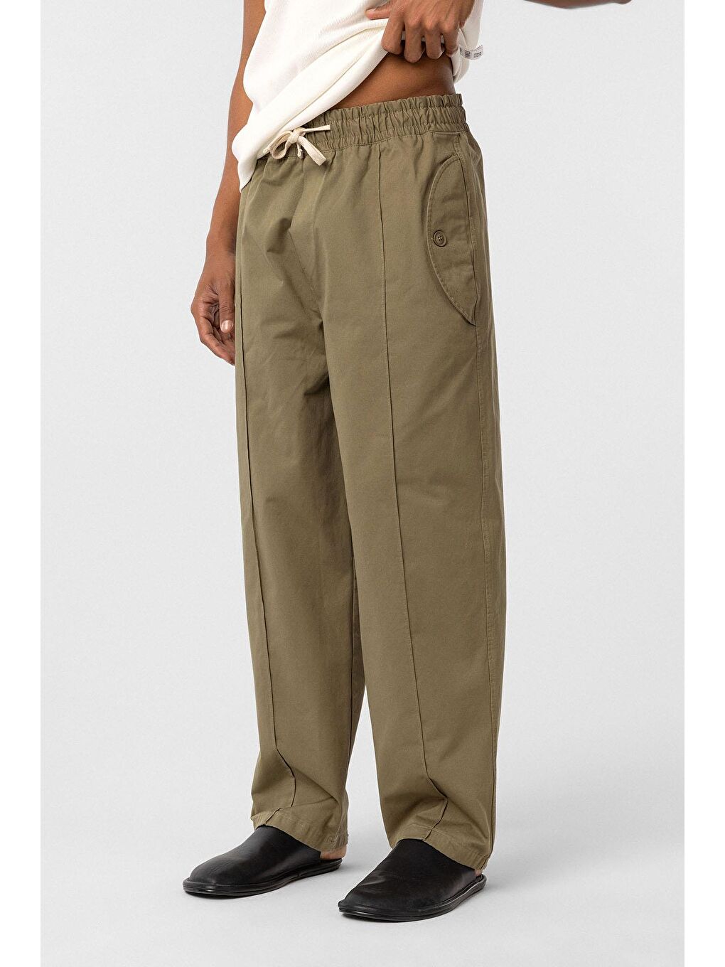 Bağcıklı Baggy Gabardin Erkek Pantolon Haki-3