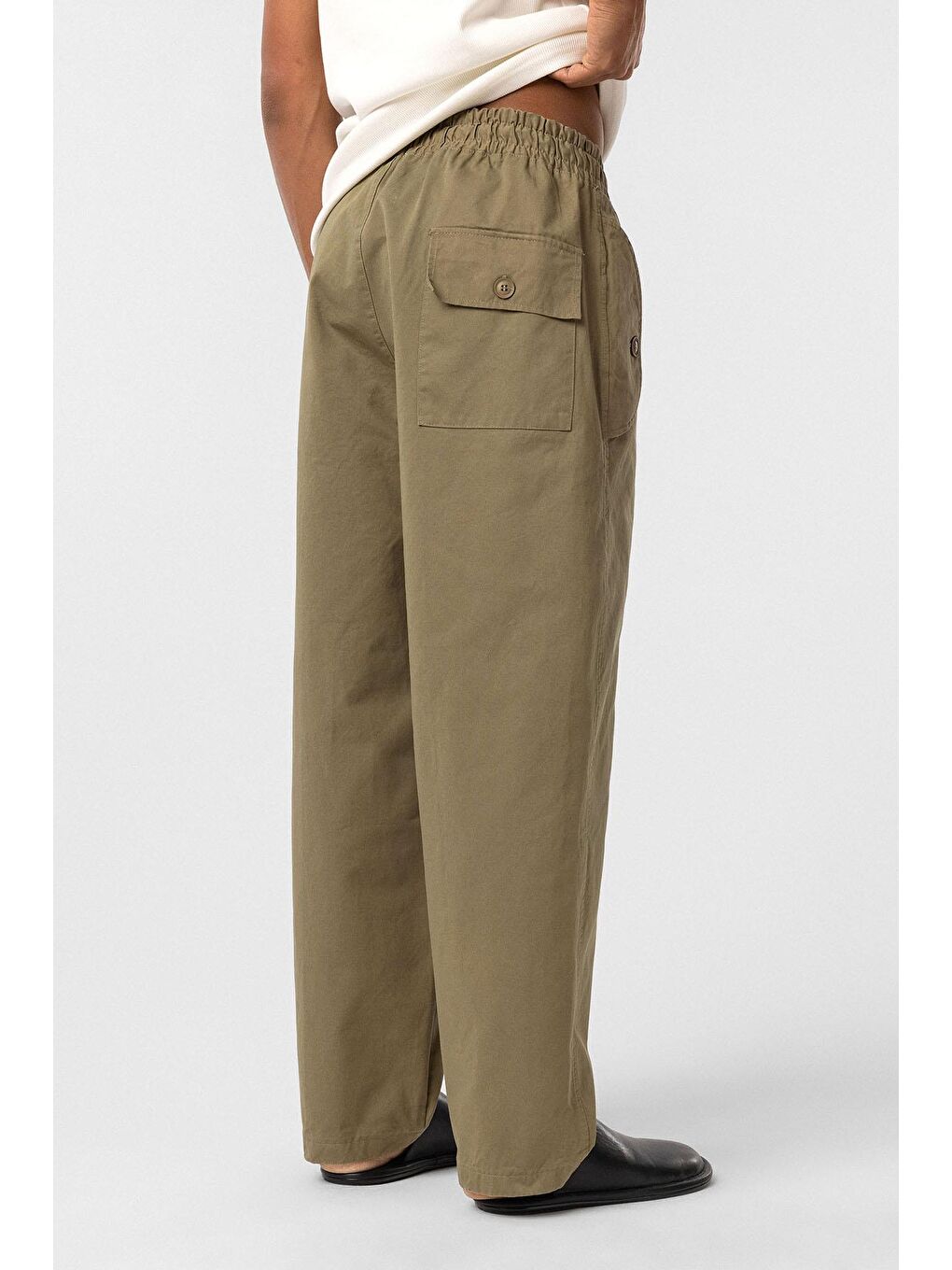 Bağcıklı Baggy Gabardin Erkek Pantolon Haki-4
