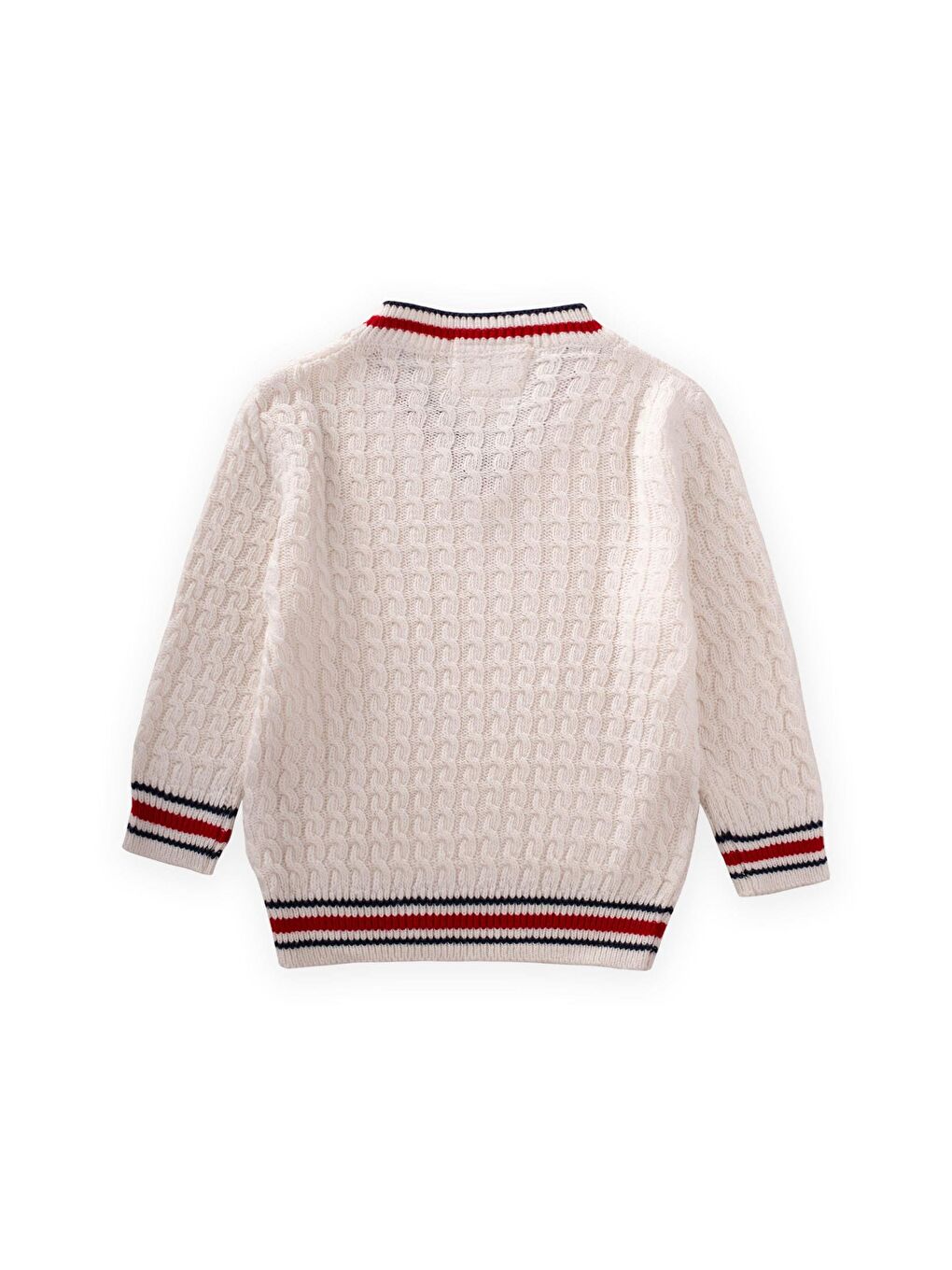 Saç Örgü V Yaka Kazak 2-9 Yaş Ekru-1