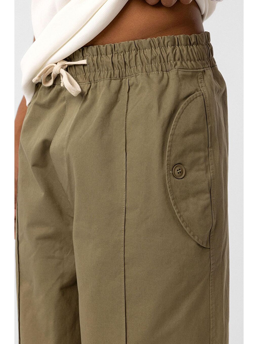 Bağcıklı Baggy Gabardin Erkek Pantolon Haki-5
