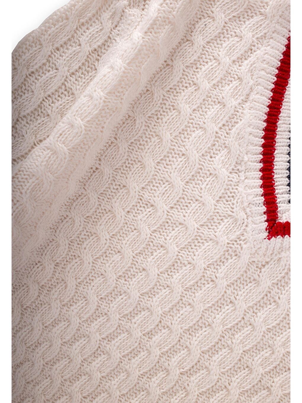 Saç Örgü V Yaka Kazak 2-9 Yaş Ekru-2