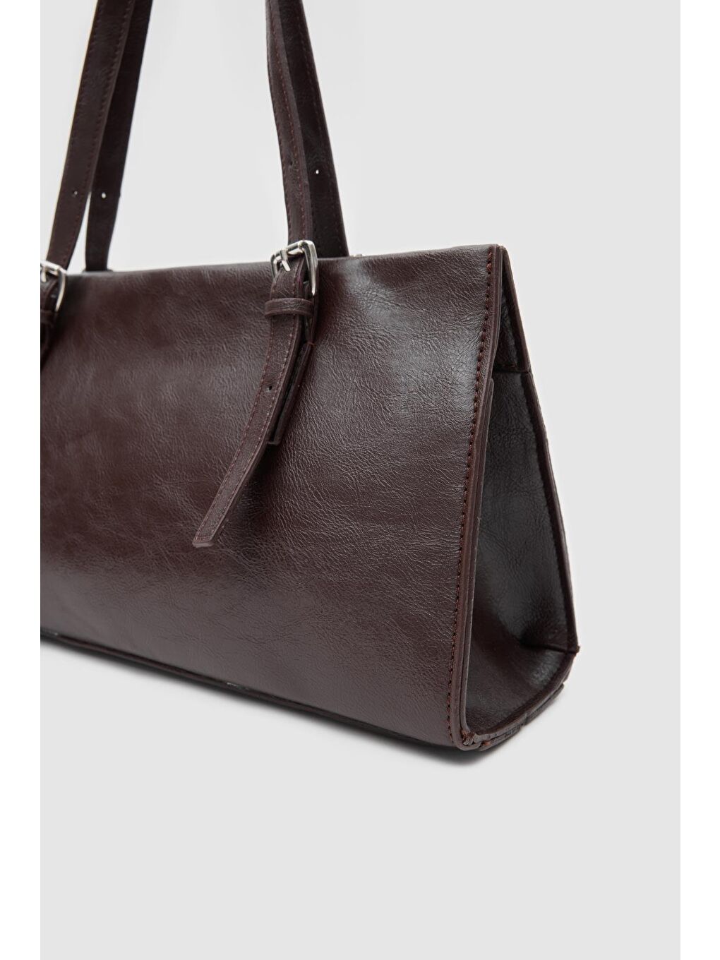 Kahverengi Andrea Deri Baget Çanta Acı Kahve-6