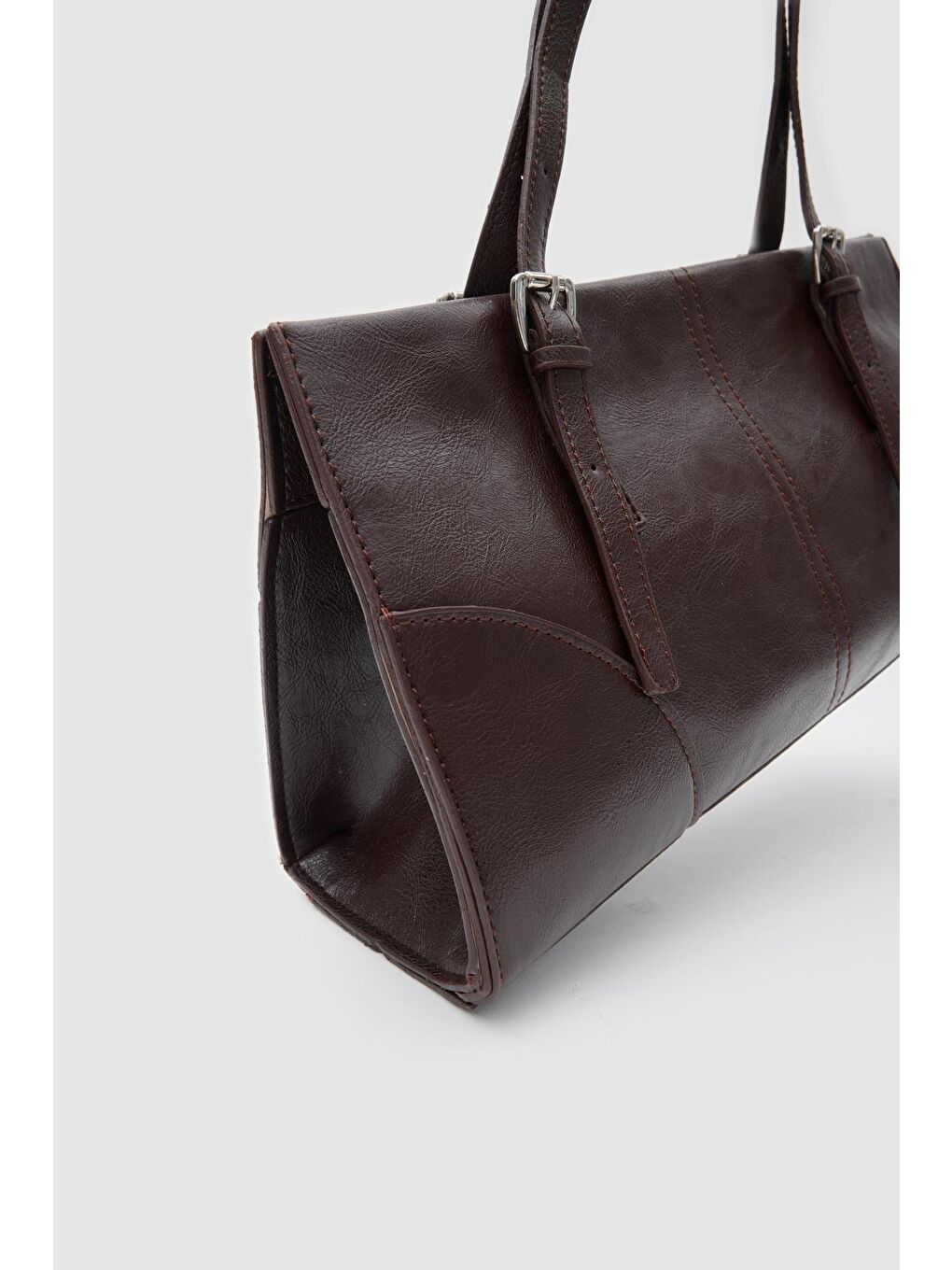 Kahverengi Andrea Deri Baget Çanta Acı Kahve-7