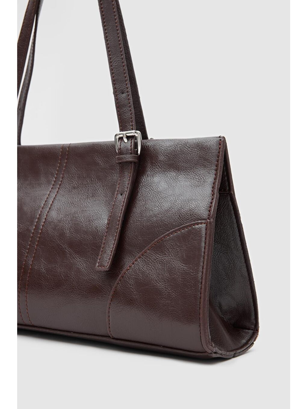 Kahverengi Andrea Deri Baget Çanta Acı Kahve-8