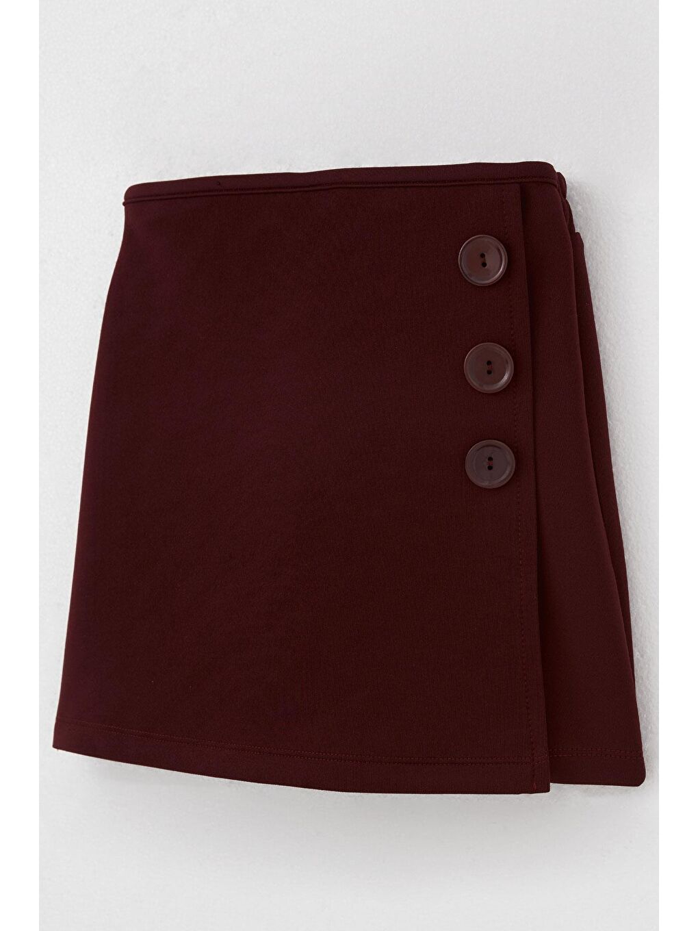 Kız Çocuk Şort Etek Düğme Aksesuarlı Beli Lastikli Bordo (6-12 Yaş)-2